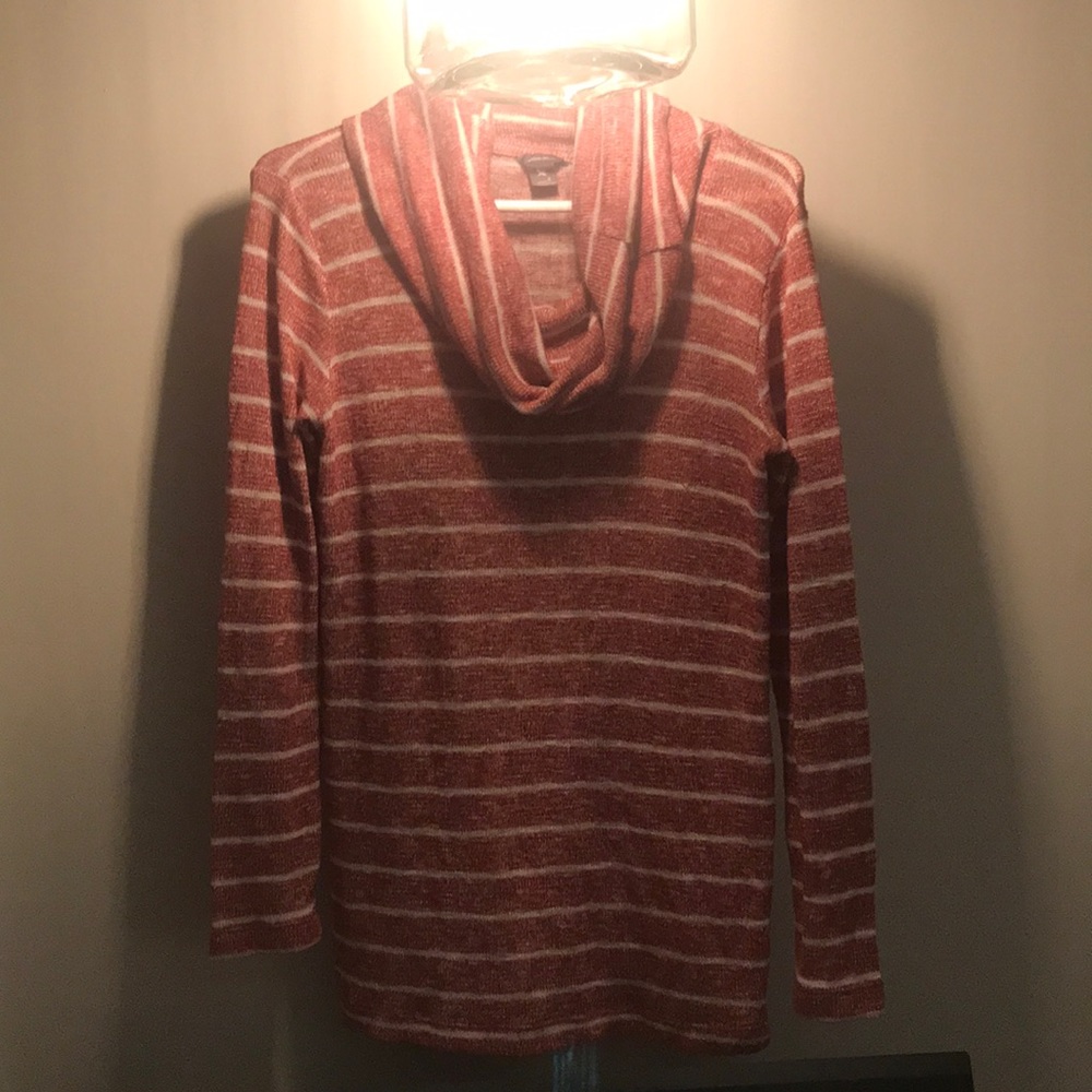 Red and white striped turtleneck